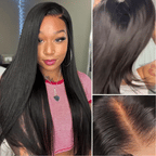 Glueless HD Lace Kinky Straight T-Part Lace Human Hair Wig - Blonde | 10"-28"