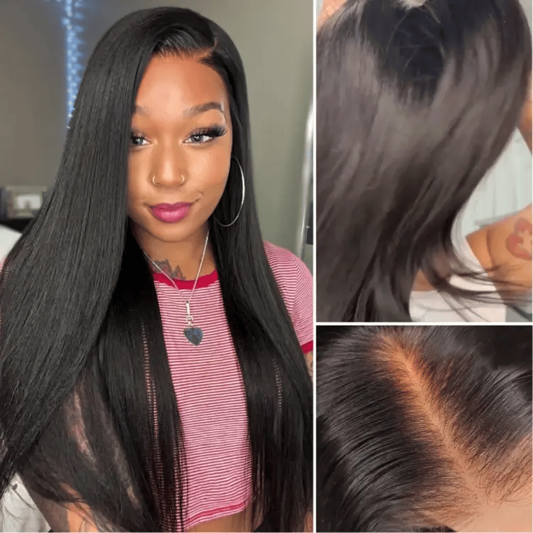 Glueless HD Lace Kinky Straight T-Part Lace Human Hair Wig - Blonde | 10"-28"