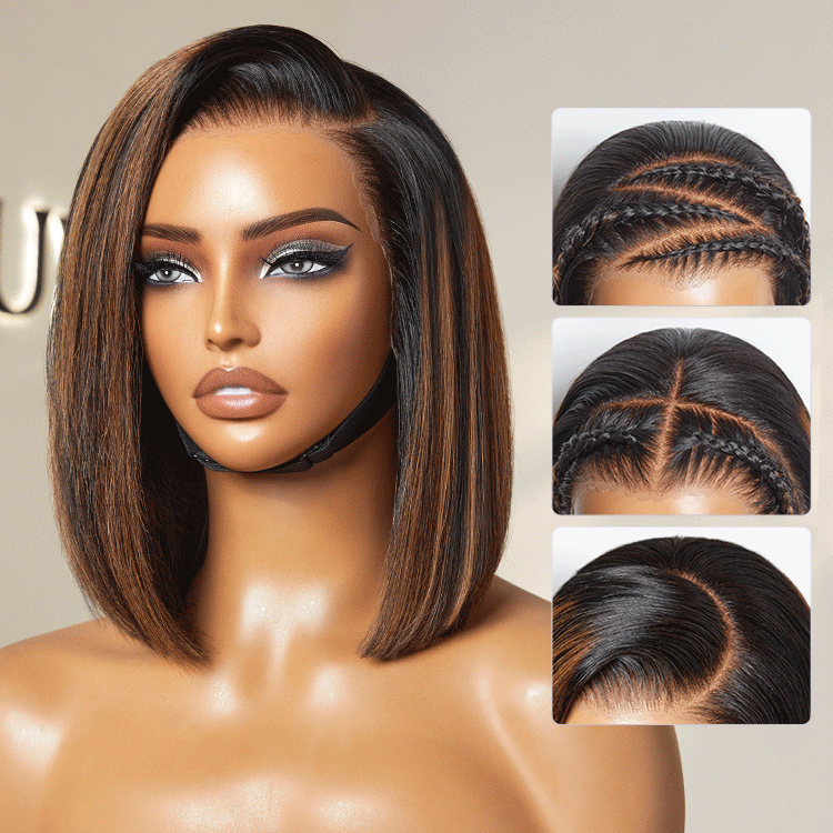 Glueless Bob T-Part Lace Human Hair Wig - Red | 8"-14"