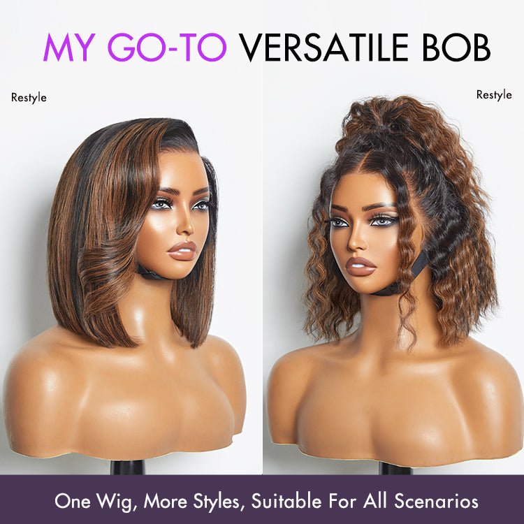 Glueless Bob T-Part Lace Human Hair Wig - Red | 8"-14"