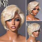 Glueless HD Lace Pixie T-Part Lace Human Hair Wig - Red | 8"-14"