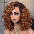 Glueless HD Lace Curly T-Part Lace Human Hair Wig - Red | 8"-14"