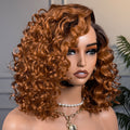 Glueless HD Lace Curly T-Part Lace Human Hair Wig - Red | 8"-14"