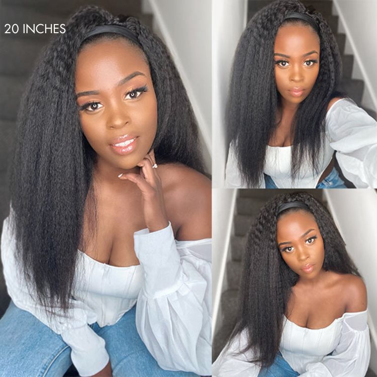 Glueless Kinky Straight Headband Human Hair Wig | 8"-14"