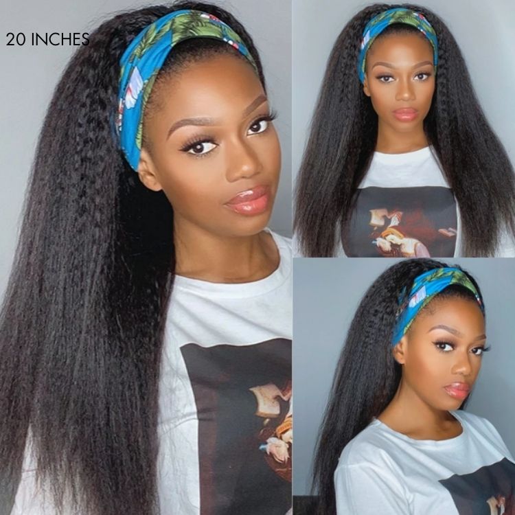 Glueless Kinky Straight Headband Human Hair Wig | 8"-14"
