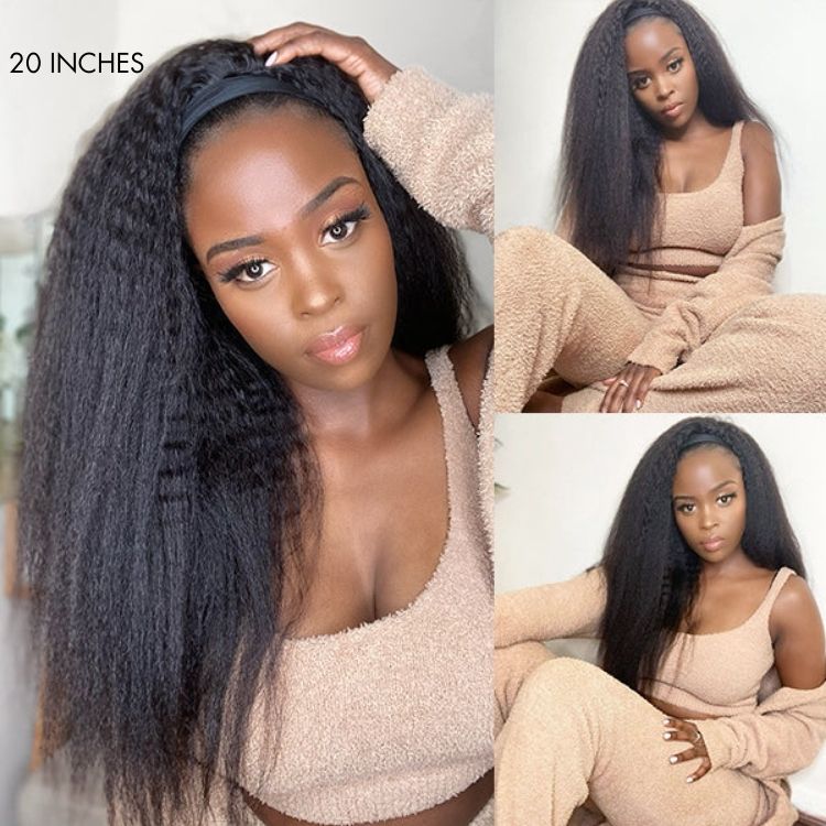 Glueless Kinky Straight Headband Human Hair Wig | 8"-14"