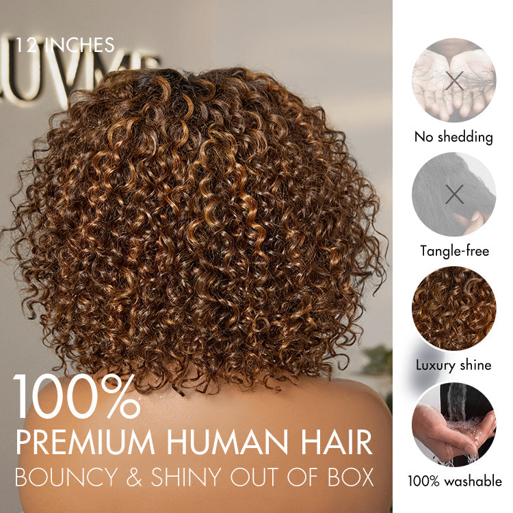 Glueless Curly T-Part Lace Human Hair Wig - Grey | 10"-28"