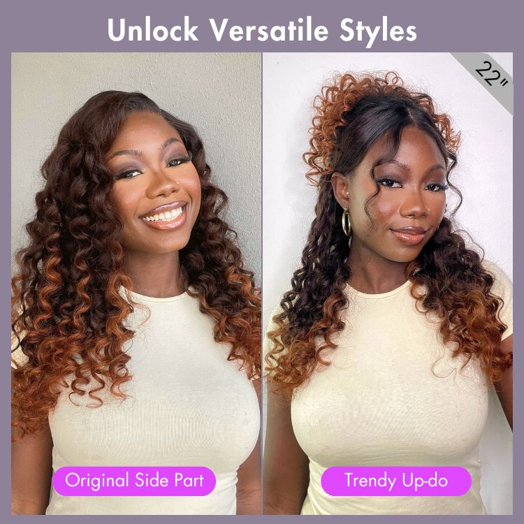 Glueless HD Lace Curly T-Part Lace Human Hair Wig - Red | 10"-28"