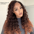 Glueless HD Lace Curly T-Part Lace Human Hair Wig - Red | 10"-28"