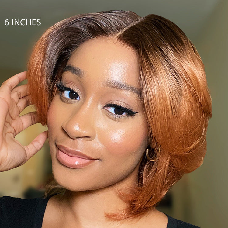 Glueless HD Lace Pixie T-Part Lace Human Hair Wig - Red | 8"-14"