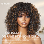 Glueless Water Wave U-Part Human Hair Wig - Brown with Bangs | 8"-14"