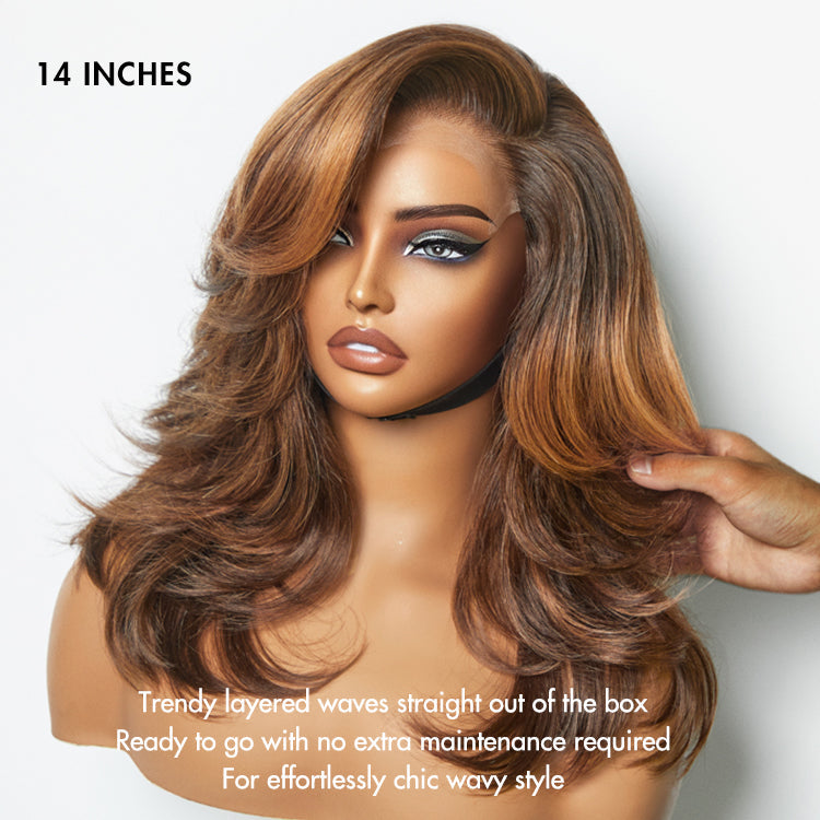 Glueless HD Lace Layered T-Part Lace Human Hair Wig - Red | 8"-14"