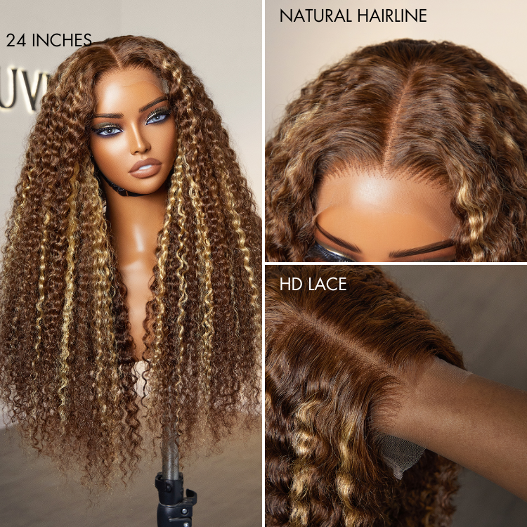 Glueless HD Lace Curly T-Part Lace Human Hair Wig - Red 180% Density | 10"-28"