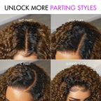 Glueless Curly T-Part Lace Human Hair Wig - Red | 10"-28"