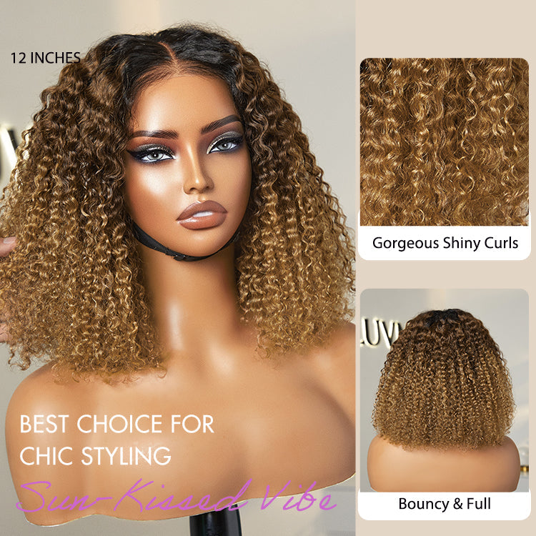Glueless Curly T-Part Lace Human Hair Wig - Red | 10"-28"