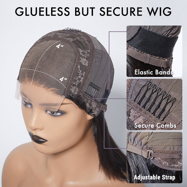 Glueless Straight 4X4 Closure Human Hair Wig | 8"-14"