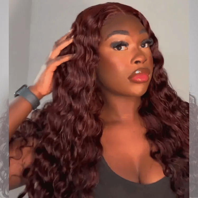 Glueless Water Wave 5X5 Closure Human Hair Wig - Red | 10"-28"
