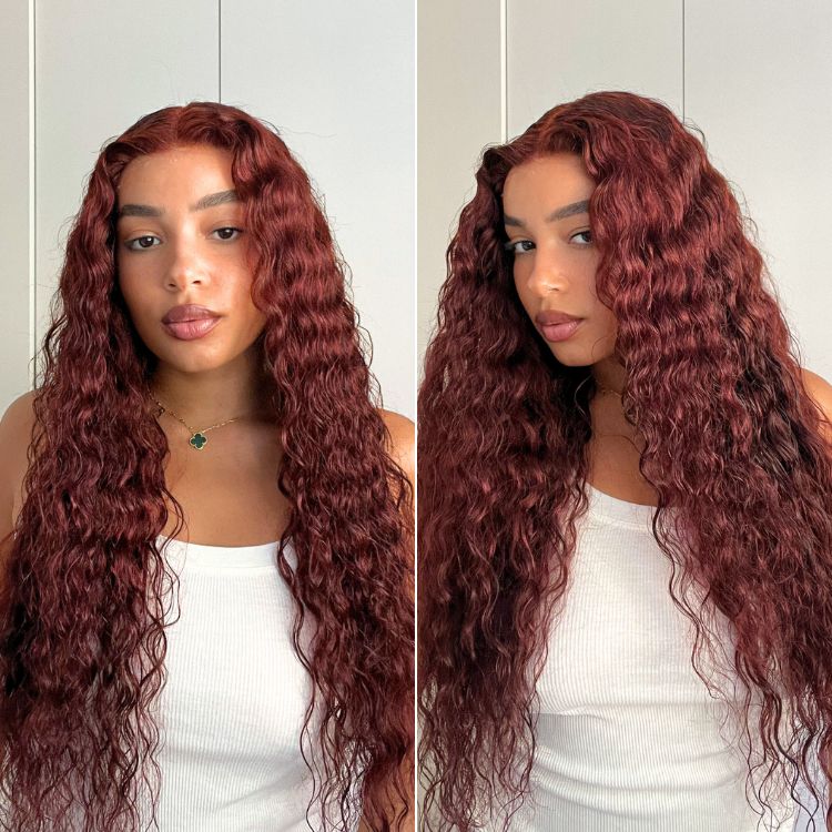 Glueless Water Wave 5X5 Closure Human Hair Wig - Red | 10"-28"