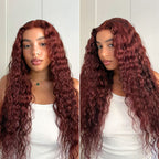 Glueless Water Wave 5X5 Closure Human Hair Wig - Red | 10"-28"