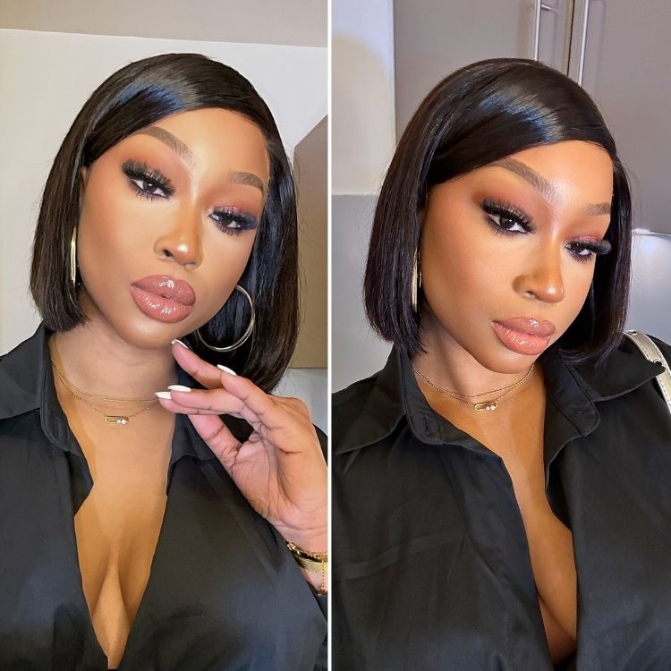 Glueless Bob 5X5 Closure Human Hair Wig with Bangs | 8"-14"