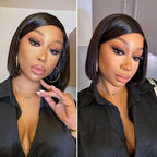 Glueless Bob 5X5 Closure Human Hair Wig with Bangs | 8"-14"