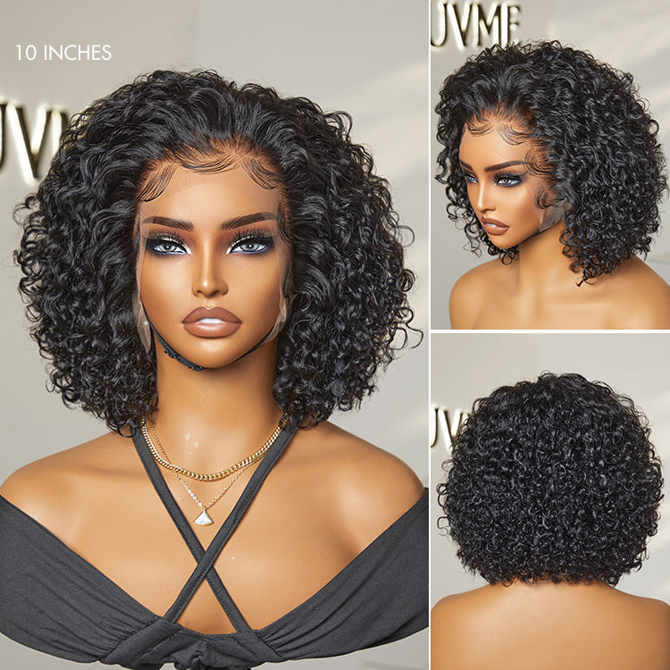 Glueless Curly Human Hair Wig - Grey | 8"-14"