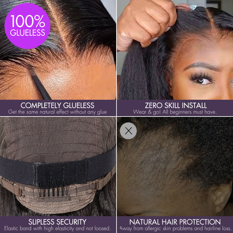 Glueless Curly Human Hair Wig - Grey | 8"-14"