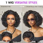 Glueless Curly Human Hair Wig - Grey | 8"-14"