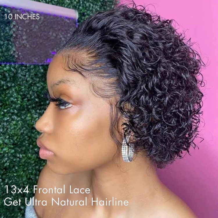 Glueless Curly 13X4 Frontal Human Hair Wig - Blonde Pre-Plucked 180% Density | 8"-14"