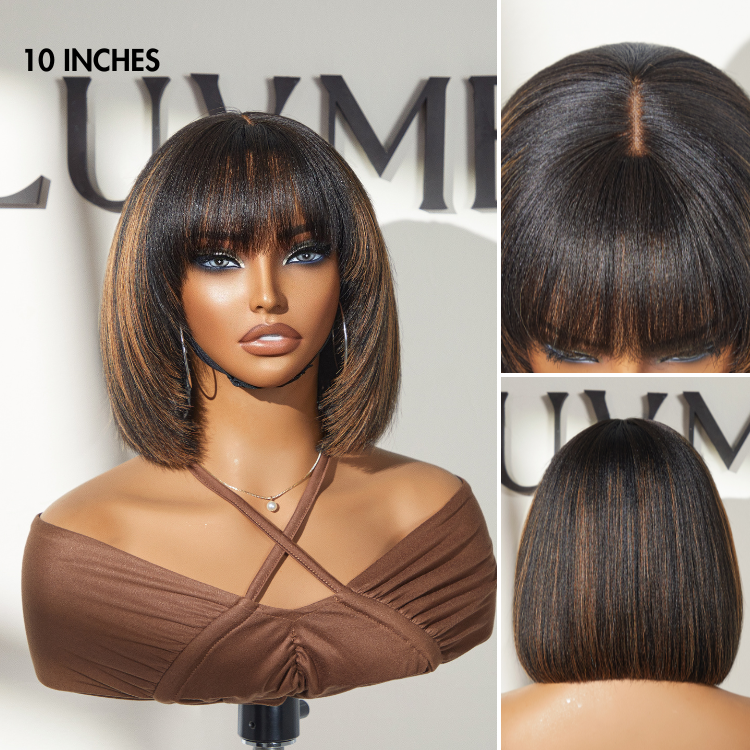 Layered Human Hair Wig - Purple with Bangs | 8"-14"