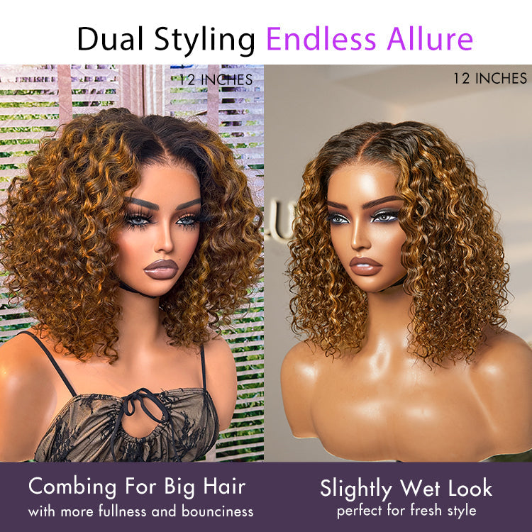 Glueless Curly T-Part Lace Human Hair Wig - Grey | 10"-28"