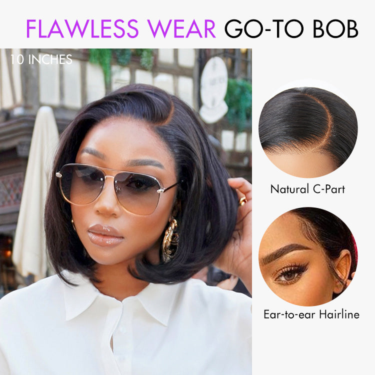 Glueless Bob V-Part Human Hair Wig - Grey | 8"-14"