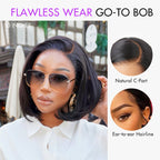 Glueless Bob V-Part Human Hair Wig - Grey | 8"-14"