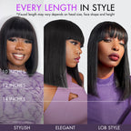 Glueless HD Lace Bob Human Hair Wig with Bangs | 8"-14"