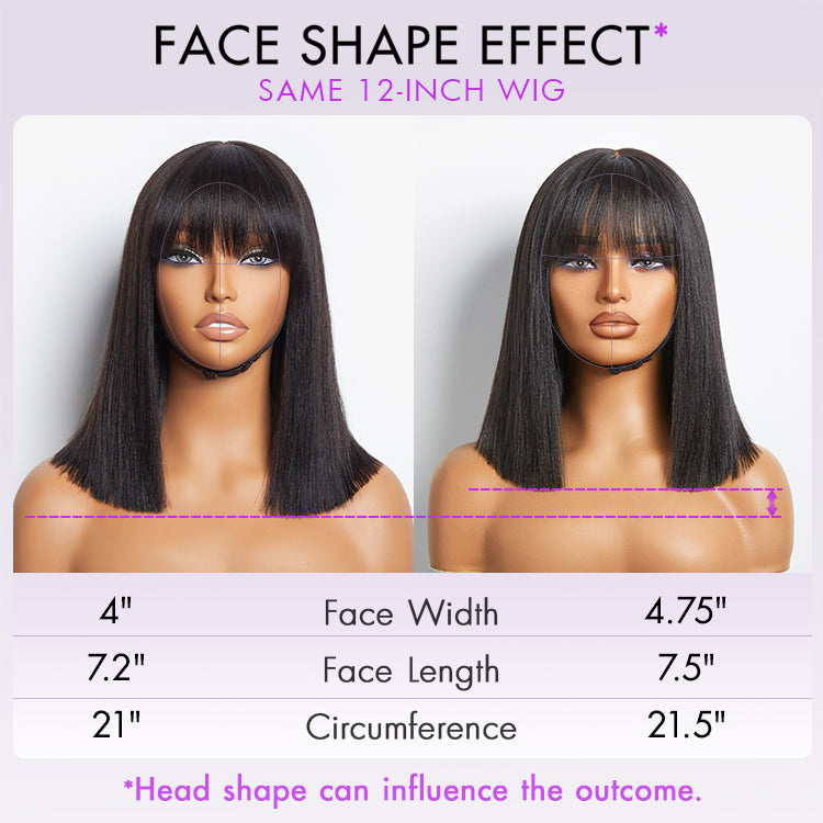 Glueless HD Lace Bob Human Hair Wig with Bangs | 8"-14"