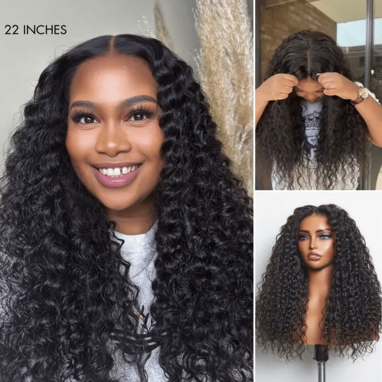 Glueless Curly T-Part Lace Human Hair Wig - Blonde | 10"-28"