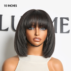 Layered Human Hair Wig - Purple with Bangs | 8"-14"