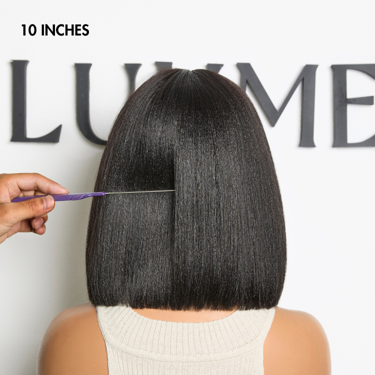 Glueless Layered Human Hair Wig - Purple with Bangs | 8"-14"