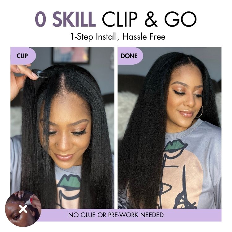 Kinky Straight V-Part Human Hair Wig | 10"-28"