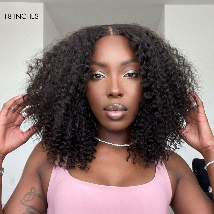 Glueless Kinky Straight V-Part Human Hair Wig | 8"-14"