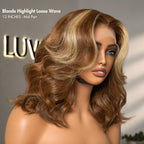 Glueless Loose Wave 13X4 Frontal Human Hair Wig - Highlight | 10"-28"