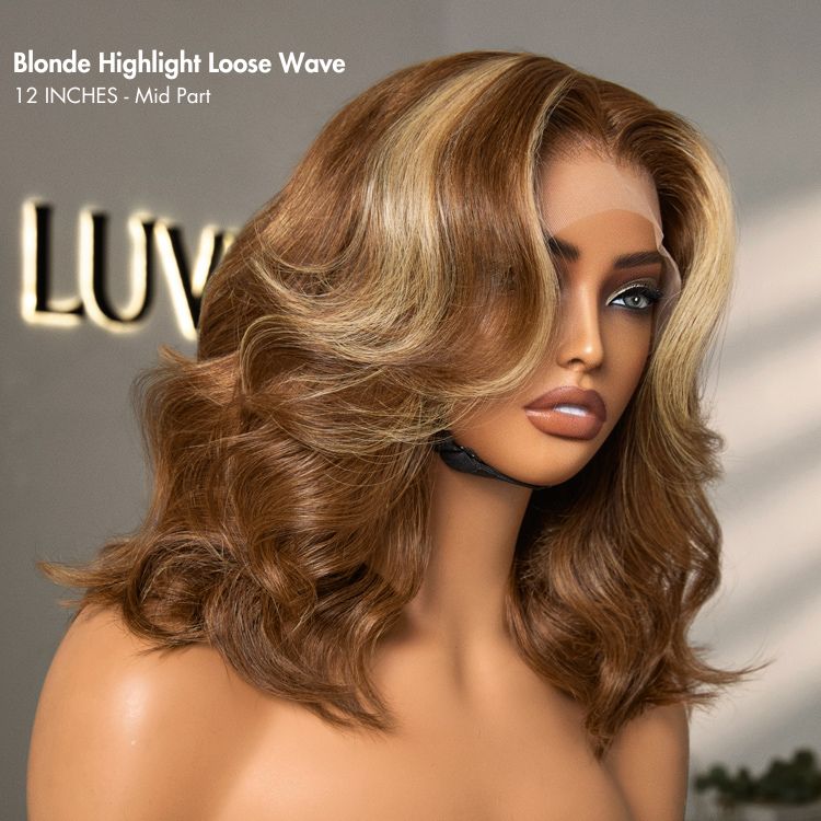Glueless Loose Wave 13X4 Frontal Human Hair Wig - Highlight | 10"-28"