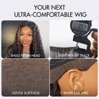 Glueless Curly T-Part Lace Human Hair Wig - Highlight | 10"-28"