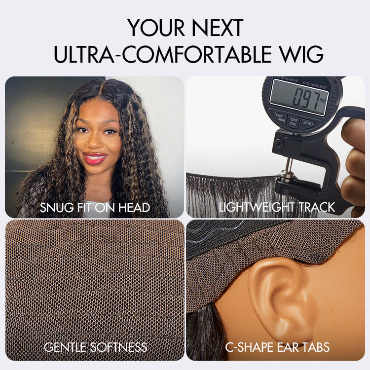 Glueless Curly T-Part Lace Human Hair Wig - Highlight | 10"-28"
