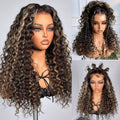 Glueless Curly T-Part Lace Human Hair Wig - Highlight | 10"-28"