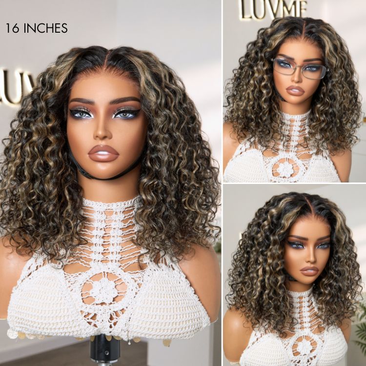 Glueless Curly T-Part Lace Human Hair Wig - Blonde | 10"-28"