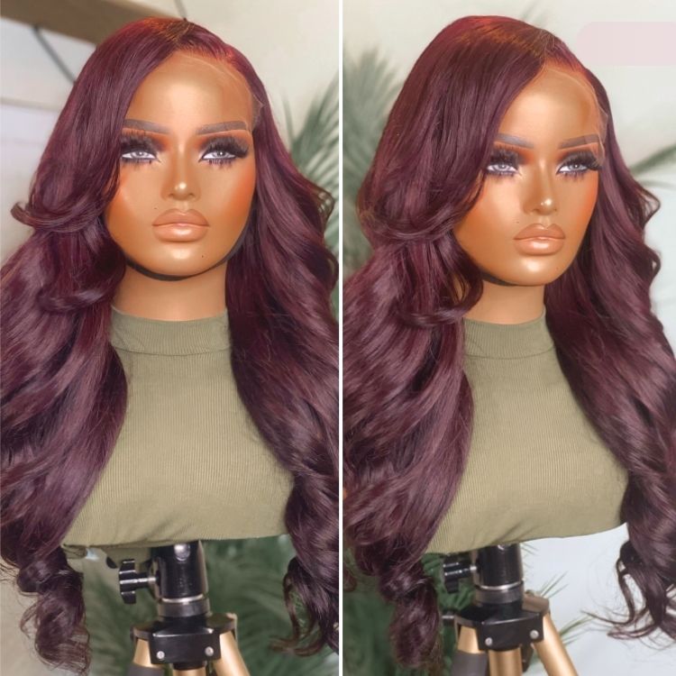 Glueless Layered T-Part Lace Human Hair Wig - Red | 10"-28"