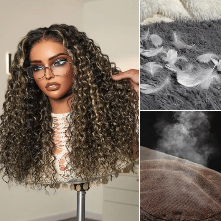 Glueless Curly T-Part Lace Human Hair Wig - Highlight | 10"-28"