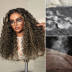 Glueless Curly T-Part Lace Human Hair Wig - Highlight | 10"-28"