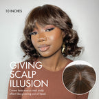 Glueless Bob T-Part Lace Human Hair Wig - Red with Bangs | 8"-14"